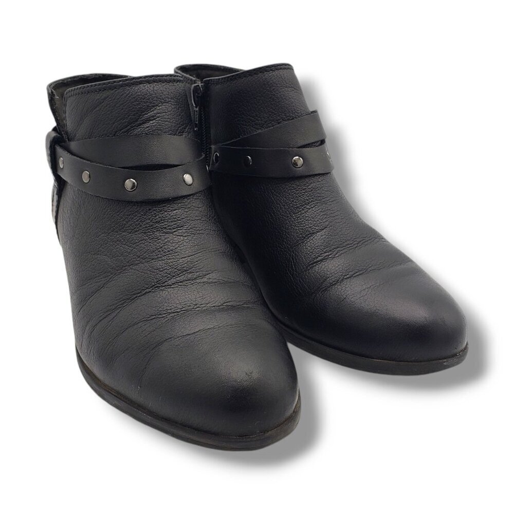Clarks Collection Addiy Zoie Booties Womens 7.5 Black Leather Ankle Zipper - Picture 2 of 9